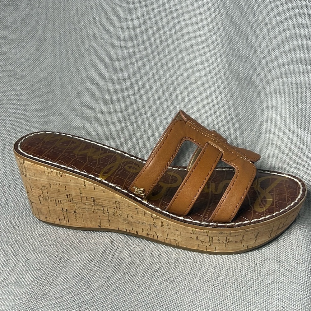 Sam Edelman Womens Ronie Leather Cork Wedge Sandals size 9.5 - Picture 2 of 9
